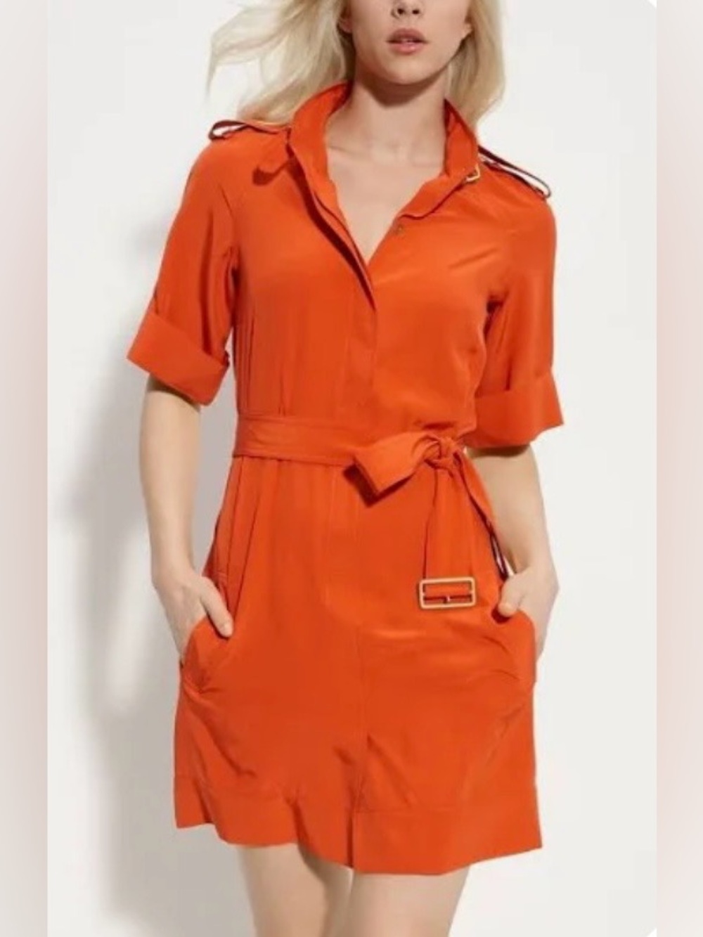 DVF vintage Women's Orange Shirt Dress